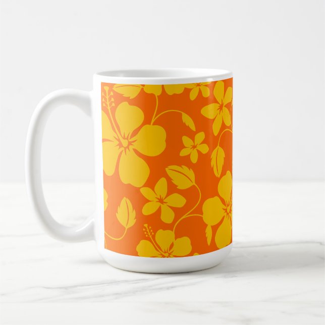 Hawaiiansk Hula (Hibiscus) Orange Mix Kaffemugg (Vänster)