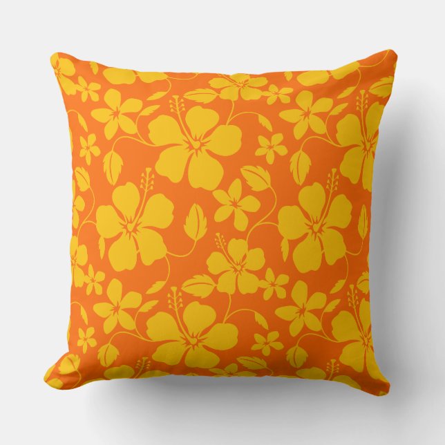 Hawaiiansk Hula (Hibiscus) Orange Mix Kudde (Framsida)