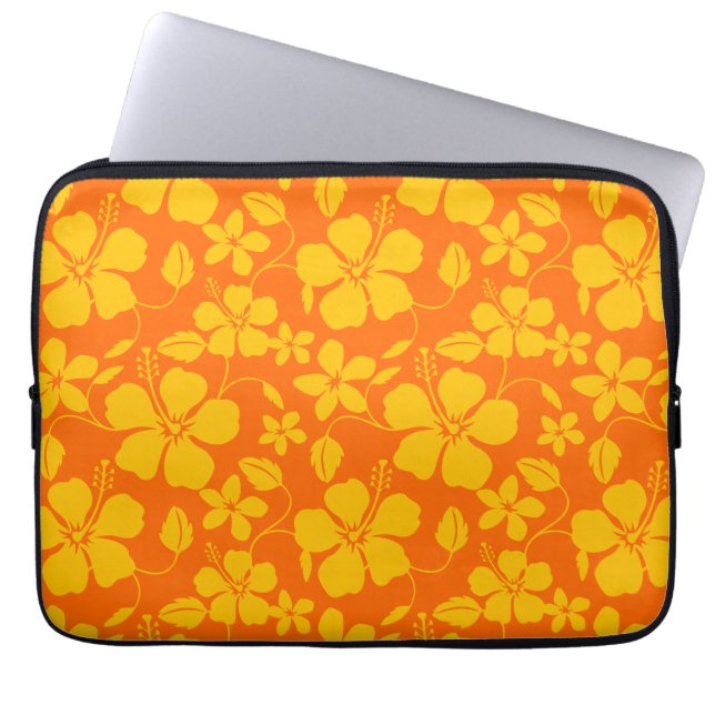 Hawaiiansk Hula (Hibiscus) Orange Mix Laptop Fodral (Framsidan)