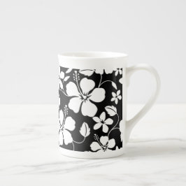 Hawaiiansk hula (Hibiscus) svart benporcelain mugg Benporslin Mugg