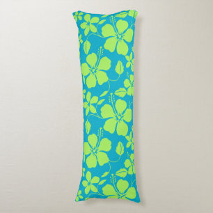 Hawaiiansk Hula (HIBISCUS) TEAL LIME Kroppskudde