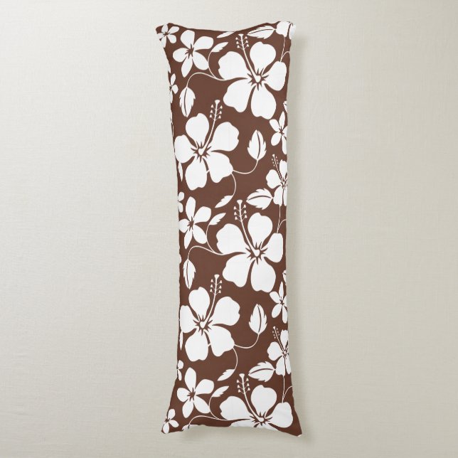 Hawaiiansk Hula (Hibiskus) Brun Kroppskudde (Framsidan Vertikal)