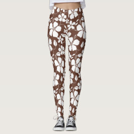 Hawaiiansk Hula (Hibiskus) Brun Leggings