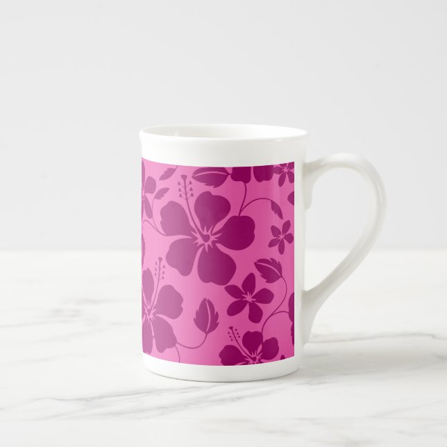 Hawaiiansk Hula (Hibiskus) Burgunder Vin Benporslin Mugg (Höger)
