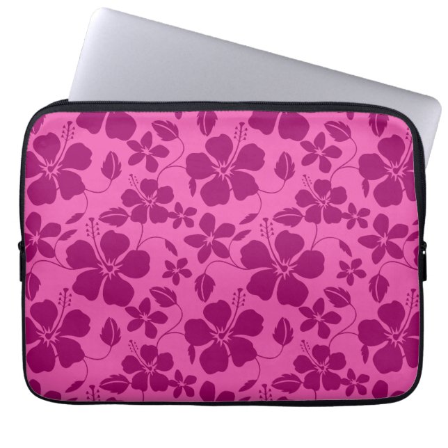 Hawaiiansk hula (hibiskus) burgundervin laptop fodral (Framsidan)