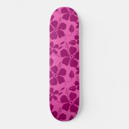 Hawaiiansk Hula (Hibiskus) Burgundervin Mini Skateboard Bräda 18,5 Cm