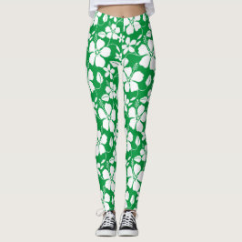 Hawaiiansk Hula (Hibiskus) GRÖN Leggings