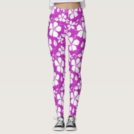 Hawaiiansk Hula (Hibiskus) Hallon Leggings