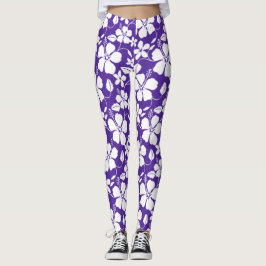 Hawaiiansk hula (Hibiskus) lila Leggings