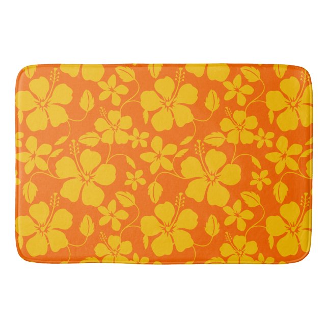Hawaiiansk Hula (Hibiskus) Orange Mix Badrumsmatta (Framsidan)