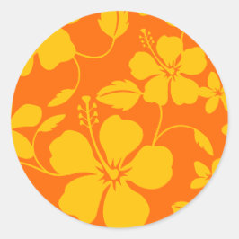Hawaiiansk Hula (Hibiskus) Orange Mix Runt Klistermärke