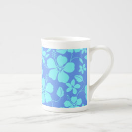 Hawaiiansk Hula (Hibiskus) Periwinkle/Teal Benporslin Mugg