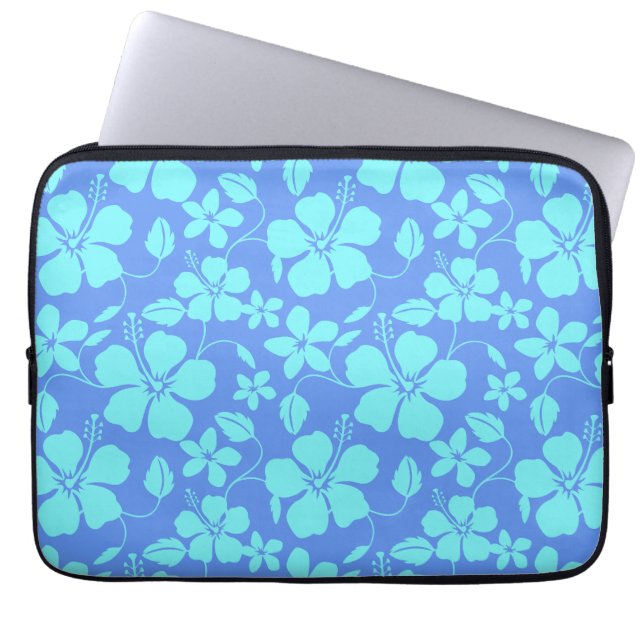 Hawaiiansk hula (Hibiskus) pervinka/teal Laptop Fodral (Framsidan)