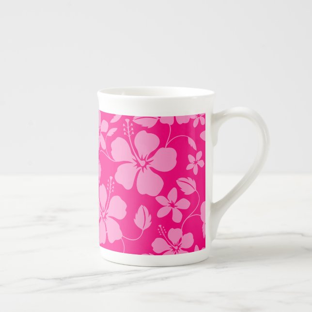 Hawaiiansk hula (Hibiskus) rosa guava Benporslin Mugg (Höger)