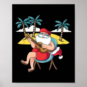 Hawaiiansk jultomte Hawaian Gitarr Jul i J Poster