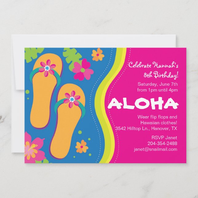 Hawaiiansk Luau-fest Invitation Inbjudningar (Framsida)