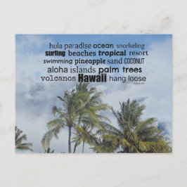 Hawaiiansk ordcollage vykort