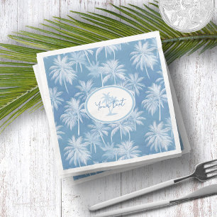 Hawaiiansk palmtree siluett mönster blå ID1093 Pappersservett