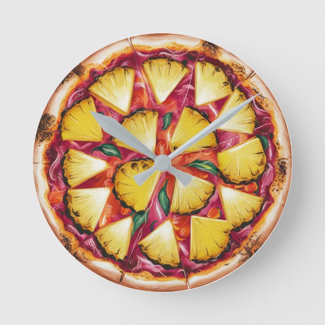 Hawaiiansk Pizza Rund Klocka (Framsida)