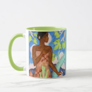 Hawaiiansk polynesisk kvinna vintagekonst monogram mugg