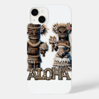 Hawaiiansk polynesiskt Tiki-brud och -brudgum bröl