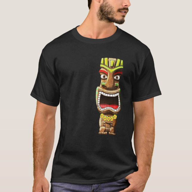 Hawaiiansk polynesiskt Tiki-staty T Shirt (Framsida)