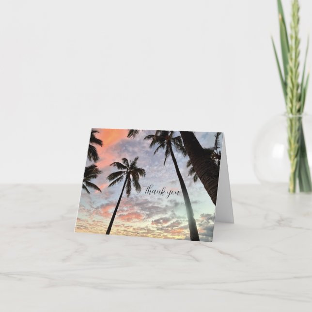 Hawaiiansk solnedgång tack kort (Framsida)