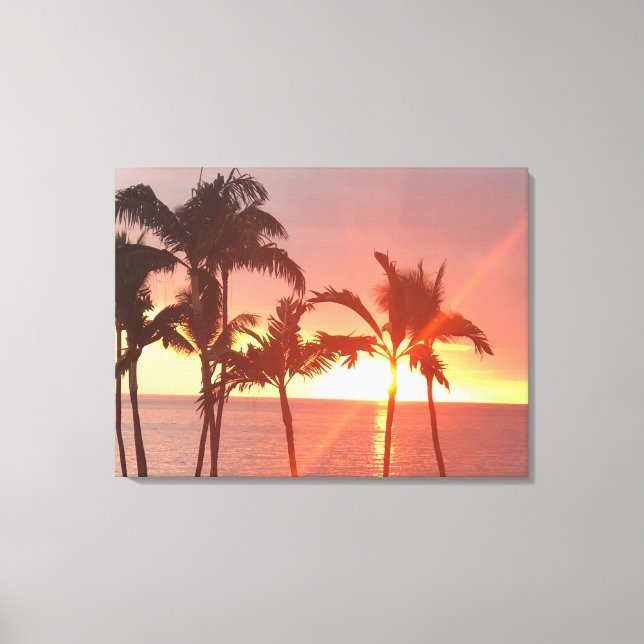 Hawaiiansk solnedgångsfoto Sträckt Canvastryck (Framsida)