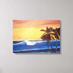 Hawaiiansk solnedtrycksmålning Wrapped Canvas