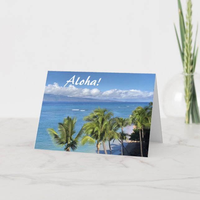 Hawaiiansk strand, Ocean och Handflatan Helgkort (Framsida)