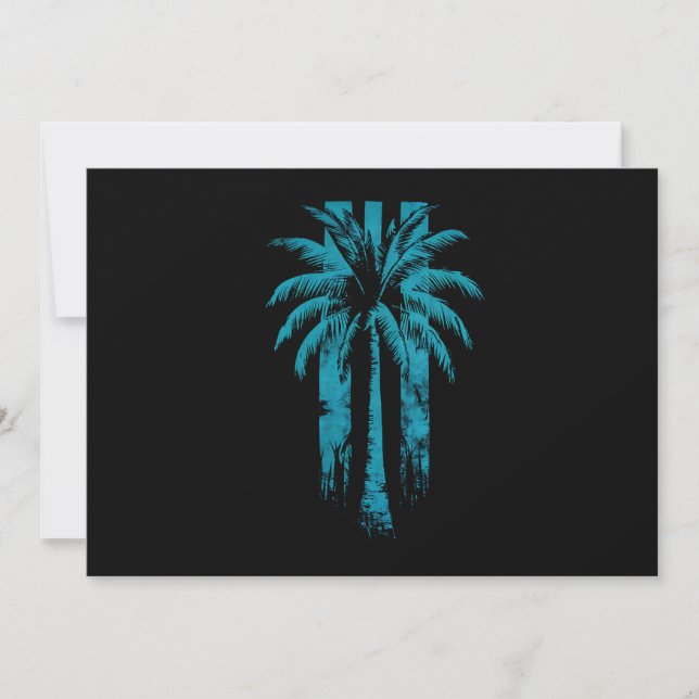 Hawaiiansk strand sommar tropisk semester palmer inbjudningar (Framsida)
