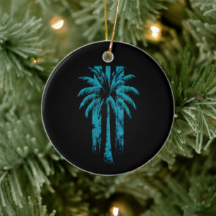 Hawaiiansk strand sommar tropisk semester palmer julgransprydnad keramik