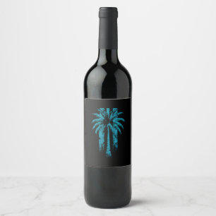 Hawaiiansk strand sommar tropisk semester palmer vinflaska etikett