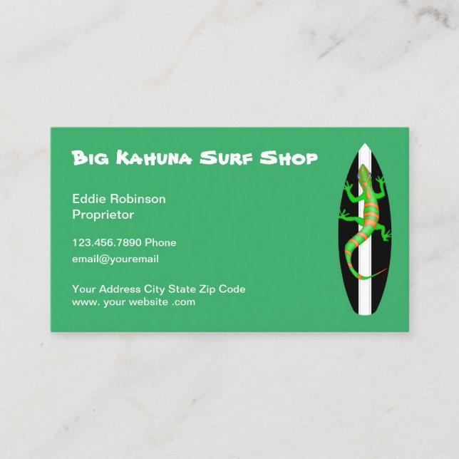 Hawaiiansk surfbutik visitkort (Framsida)
