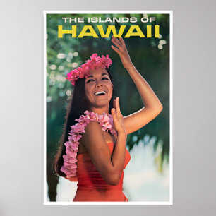 Hawaiiansk tjejtryck Hawaii-konst Luau-dansare Res Poster
