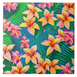 Hawaiiansk tropisk blommönster kakelplatta