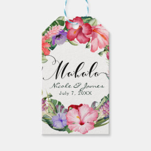 Hawaiiansk tropisk blomsterkrans Luau Bröllopsfest Presentetikett
