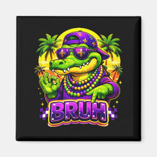 Hawaiiansk Tropisk Rolig Alligator Mardi Gras Bruh Magnet