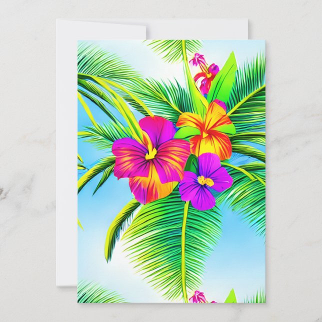 Hawaiiansk Tropisk Sömlös Mönster Inbjudningar (Framsida)