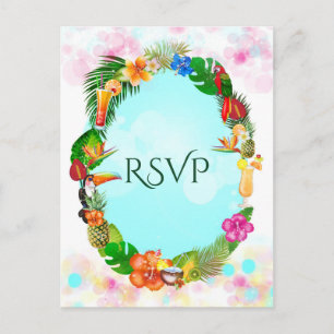 Hawaiiansk Tropisk Sommar Saker Ram Parti RSVP Inbjudan Vykort