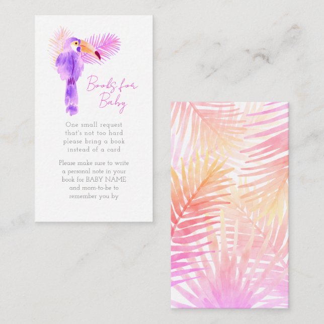 Hawaiiansk Tropisk Tukan Baby Shower Bok Begäran Tilläggskort (Fram/baksida)