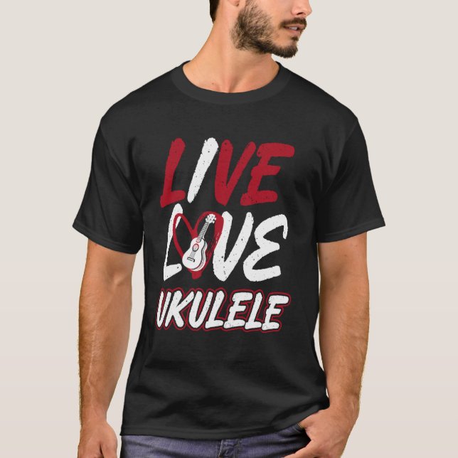 Hawaiiansk Ukulele Uke Levande Kärlek Ukulele T Shirt (Framsida)