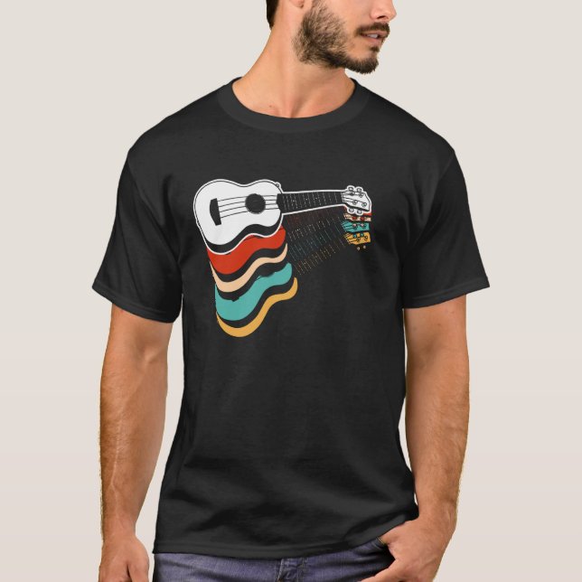 Hawaiiansk Ukulele Uke Retro Vintage T Shirt (Framsida)
