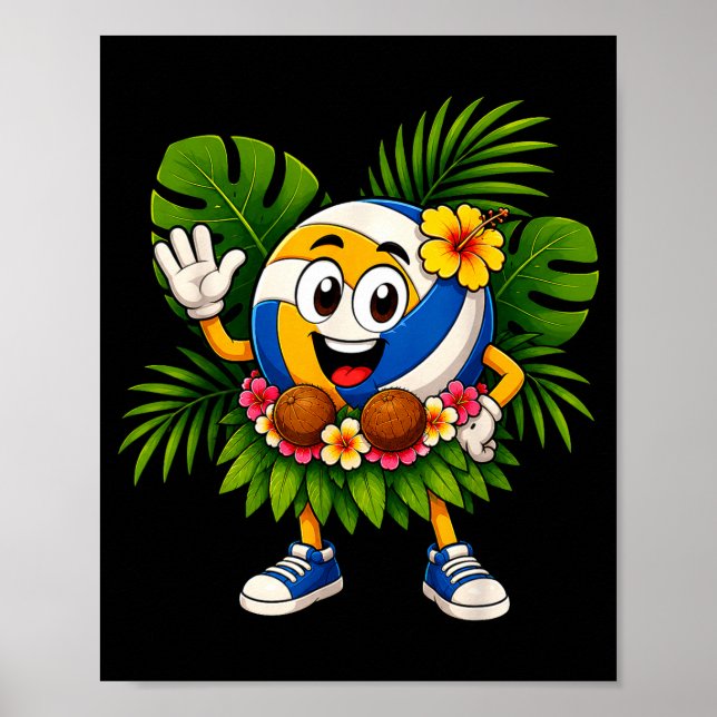 Hawaiiansk volleyboll tropisk strand sommar poster (Framsidan)
