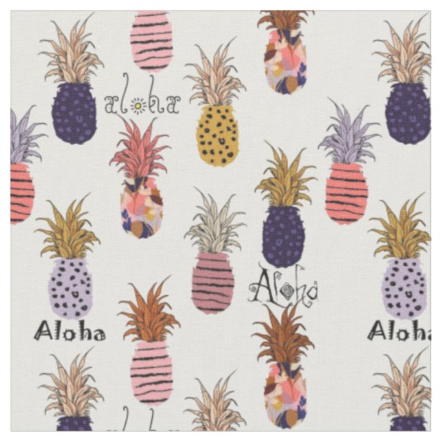 Hawaiianska aloha-ananas Mönster Tyg (Närbild)
