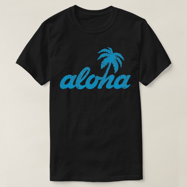 Hawaiianska Aloha Handflatan Träd Vintage Stil T Shirt (Design framsida)