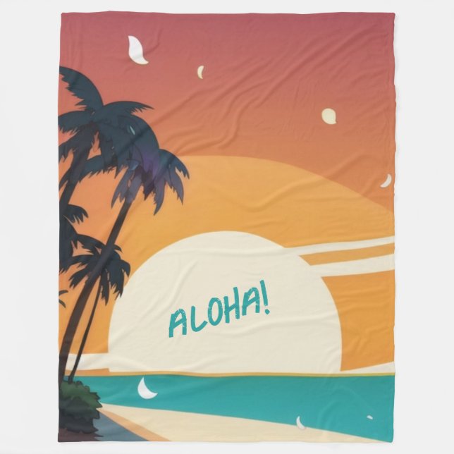 Hawaiianska/Aloha/Tropical/strand Fleecefilt (Framsidan)