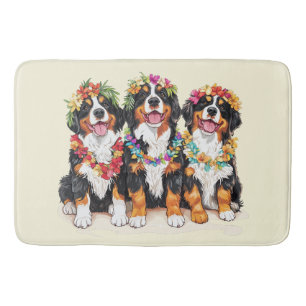 Hawaiianska Bernese Mountain Dogs Blomsterkrans Badrumsmatta