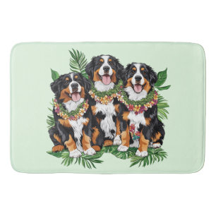 Hawaiianska Bernese Mountain Dogs Blomsterkrans Badrumsmatta