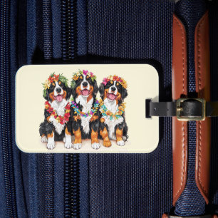 Hawaiianska Bernese Mountain Dogs Blomsterkrans Bagagebricka